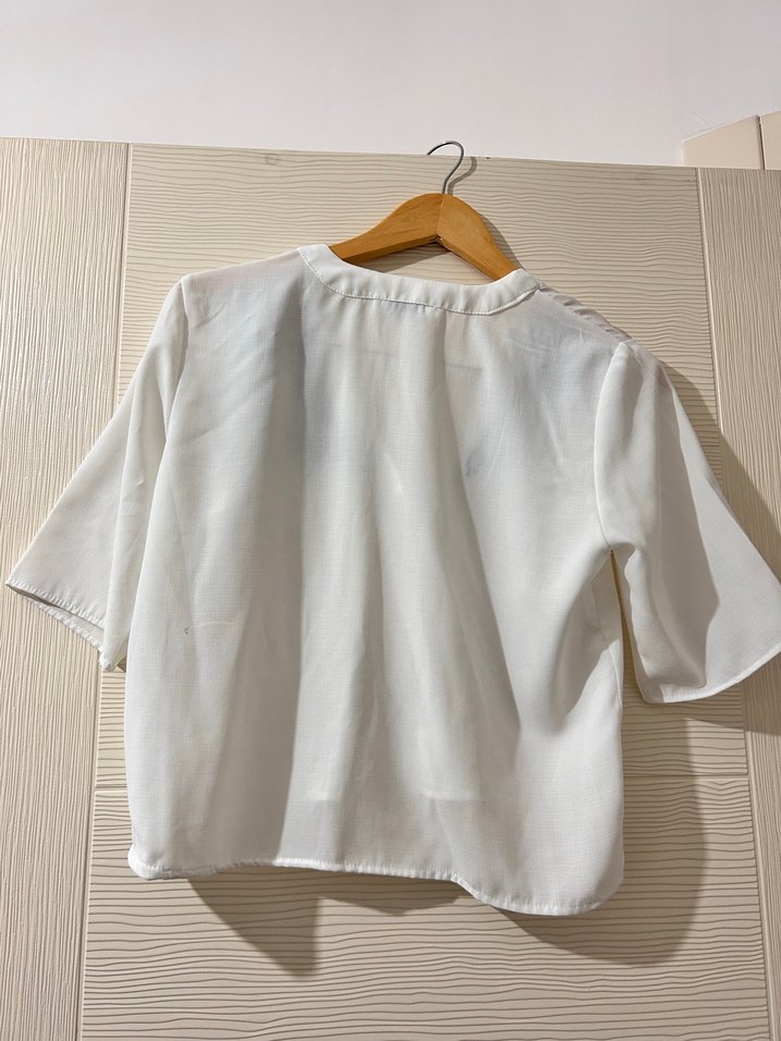 Nakışlı V Yaka Pamuklu Bohem Gömlek - Görsel 3