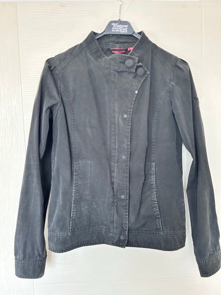 Gri Düğmeli Kadın Kot Ceket - Görsel 3