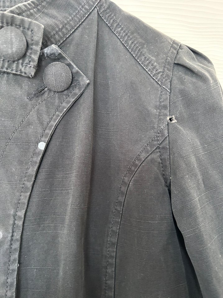 Gri Düğmeli Kadın Kot Ceket - Görsel 4