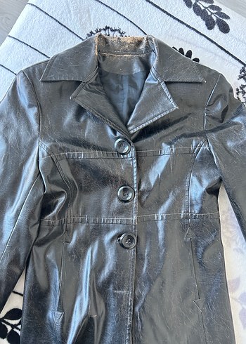 Zara Düğmeli Siyah Deri Kadın Ceket