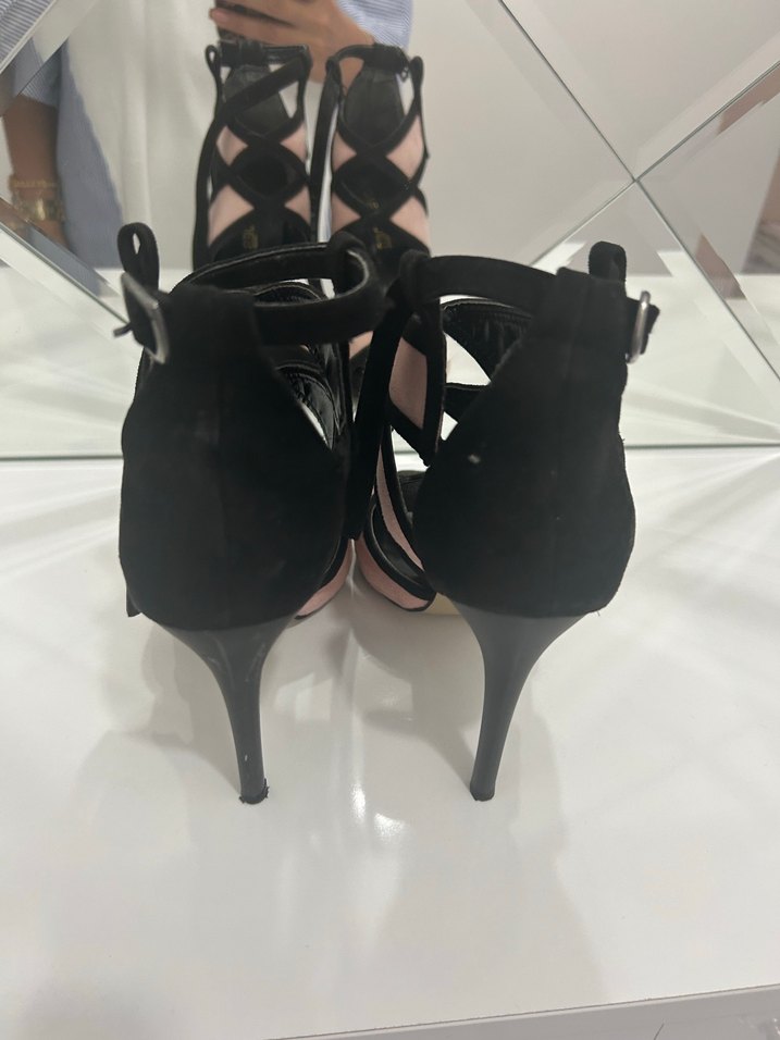 Pembe Yılan Desenli Tokalı Stiletto - Görsel 3