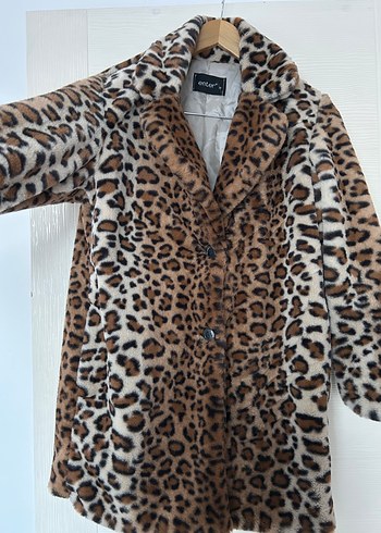 Yeni Leopar Desenli Midi Boy Peluş Kaban - Görsel 2