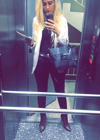 Nakış Detaylı Beyaz Midi Kadın blazer - Görsel 5