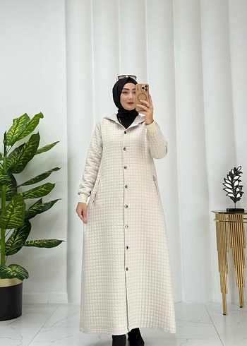 Armine Düğmeli Uzun Kareli Gri Kadın Kaban