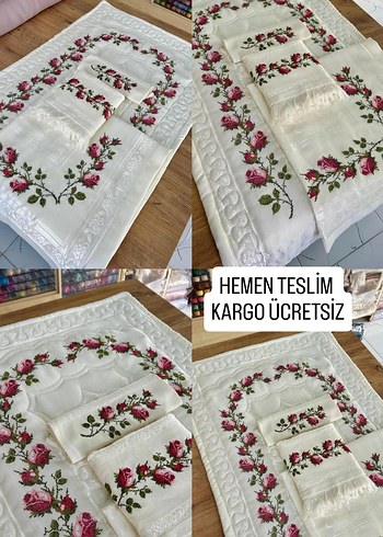  Beden beyaz Renk işlenmiş bohça takımı