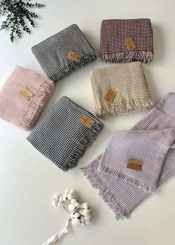 Gri Baskılı Sarra Waffle Pike Örtüsü - Görsel 3