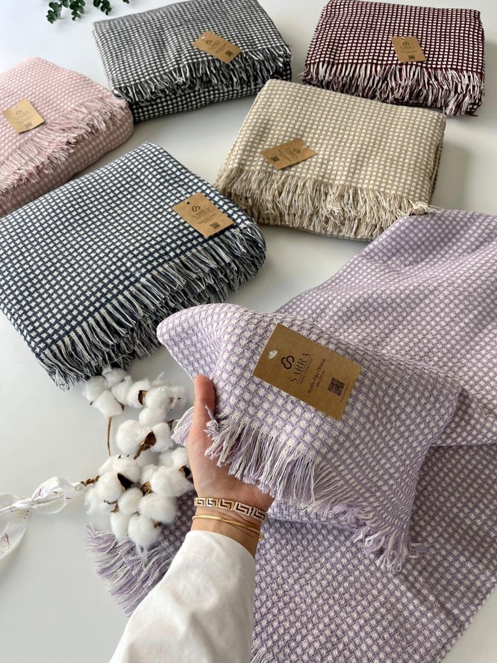 Gri Baskılı Sarra Waffle Pike Örtüsü - Görsel 4