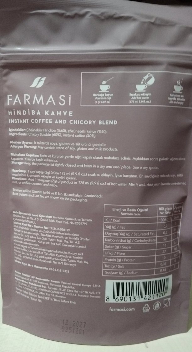 Bordo Nutriplus Chicory Kahve Paketi 100g - Görsel 3