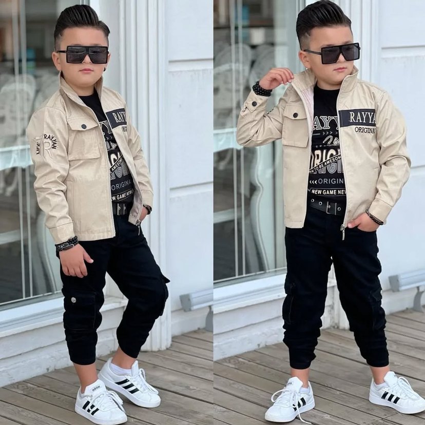 Bej Baskılı Pamuklu Erkek Eşofman Takımı - Görsel 2