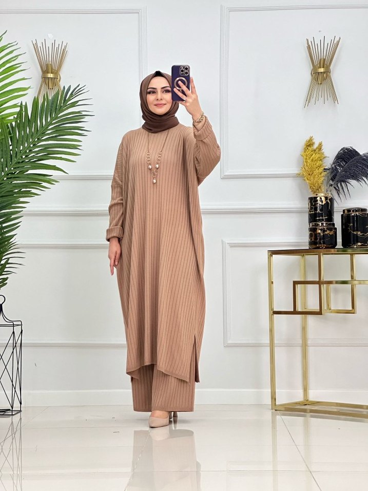 Gri Uzun Triko Kadın Elbise - Görsel 4