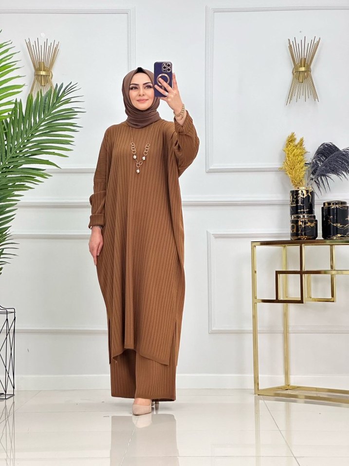 Gri Uzun Triko Kadın Elbise - Görsel 3