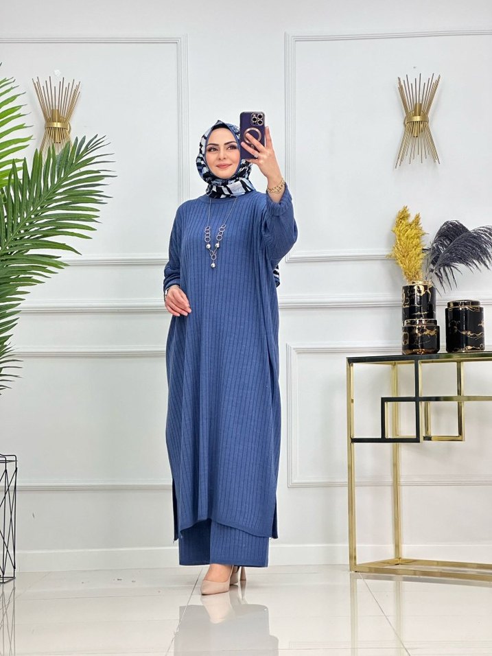 Gri Uzun Triko Kadın Elbise - Görsel 5