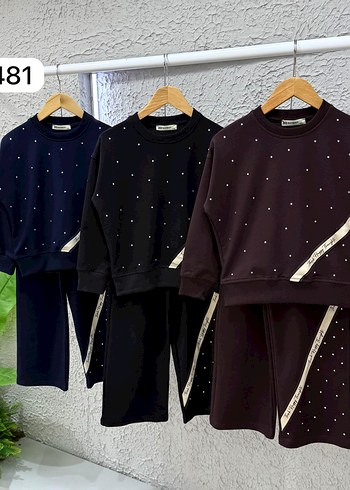 Kızlar için Payetli Siyah Rahat Eşofman Takımı - Görsel 4