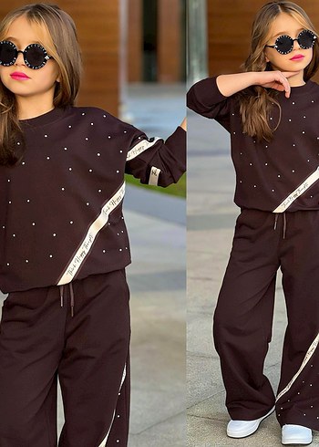 Kızlar için Payetli Siyah Rahat Eşofman Takımı - Görsel 2