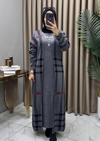 Bordo Salaş Uzun Triko Elbise - Görsel 14