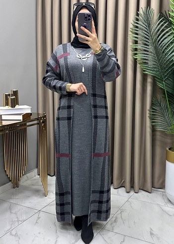 Bordo Salaş Uzun Triko Elbise - Görsel 13