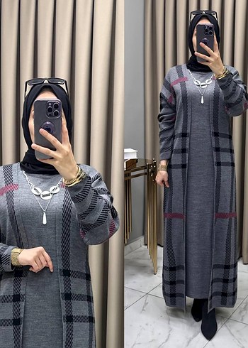 Bordo Salaş Uzun Triko Elbise - Görsel 10