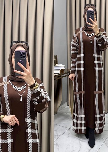 Bordo Salaş Uzun Triko Elbise - Görsel 3