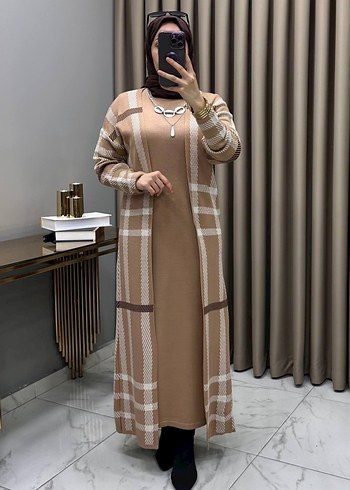 Bordo Salaş Uzun Triko Elbise - Görsel 17