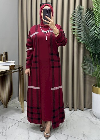 Bordo Salaş Uzun Triko Elbise - Görsel 8