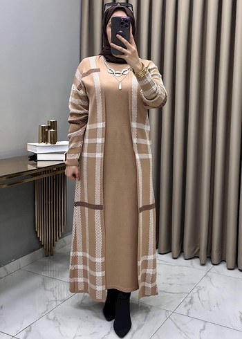 Bordo Salaş Uzun Triko Elbise - Görsel 18