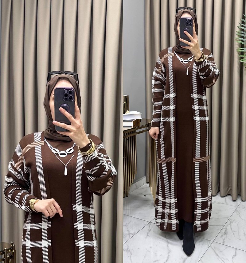 Bordo Salaş Uzun Triko Elbise - Görsel 3