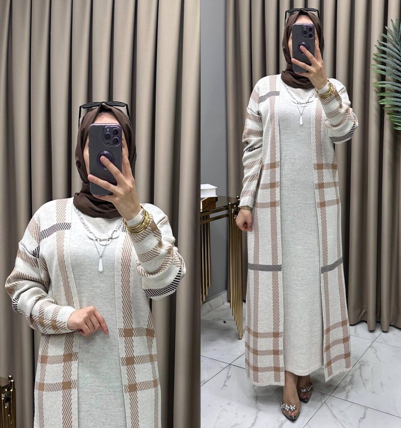 Bordo Salaş Uzun Triko Elbise - Görsel 2