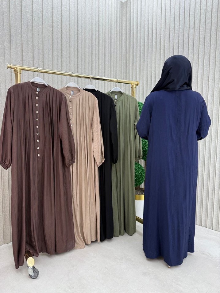 Düğmeli Bohem Kadın Uzun Elbise - Görsel 2