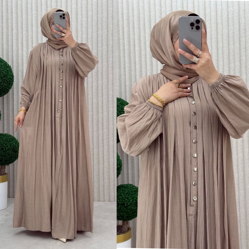 Düğmeli Bohem Kadın Uzun Elbise - Görsel 4