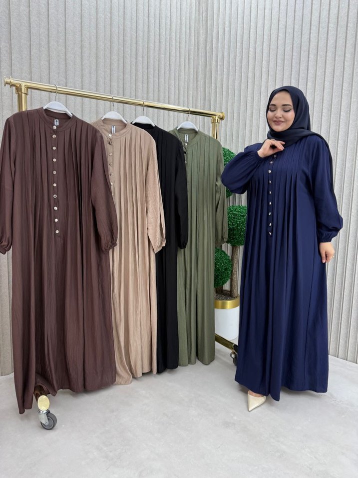 Düğmeli Bohem Kadın Uzun Elbise - Görsel 5