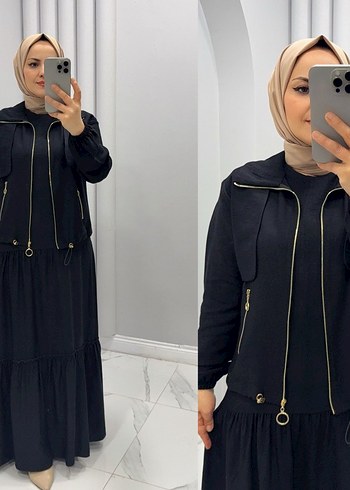 42 Beden yeşil Renk Düğmeli Uzun Yeşil Kadın Elbise