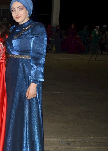 Mavi Uzun Abiye Elbise