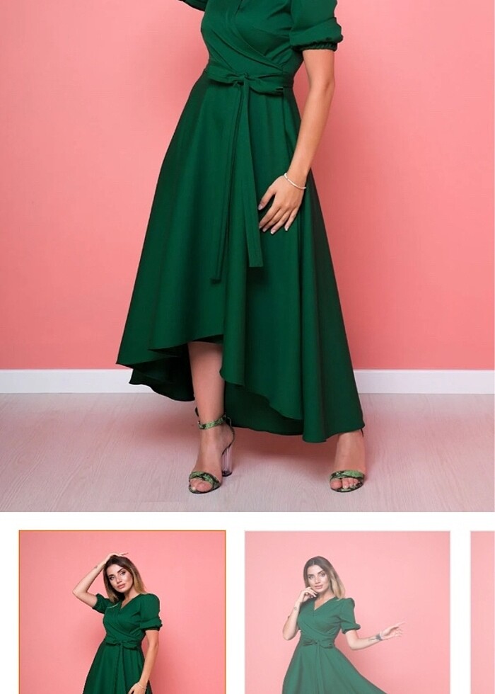 Bidolu elbise yeşil elbise 54 beden - Görsel 3