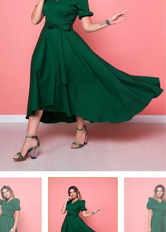 Bidolu elbise yeşil elbise 54 beden - Görsel 2