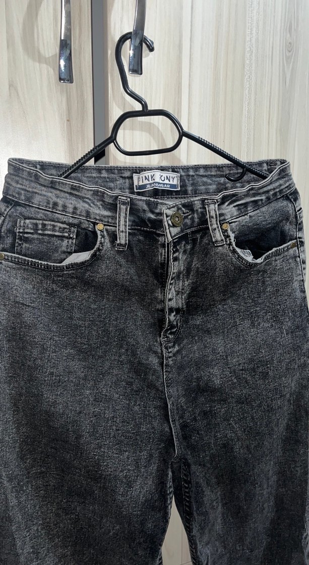 Gri Bol Kesim Midi Kadın Kot Pantolon - Görsel 3