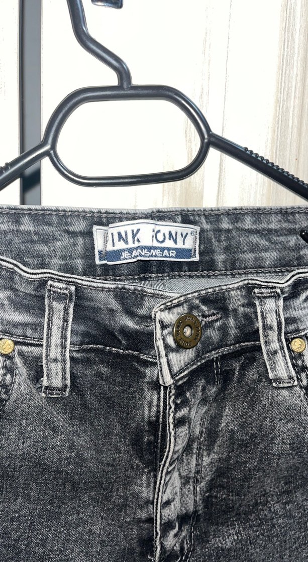 Gri Bol Kesim Midi Kadın Kot Pantolon - Görsel 4