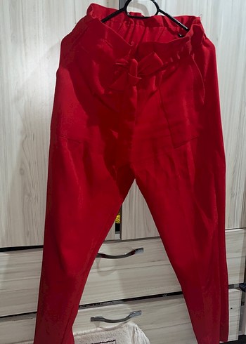 Kırmızı Midi Kadın Kumaş Pantolon - Görsel 2