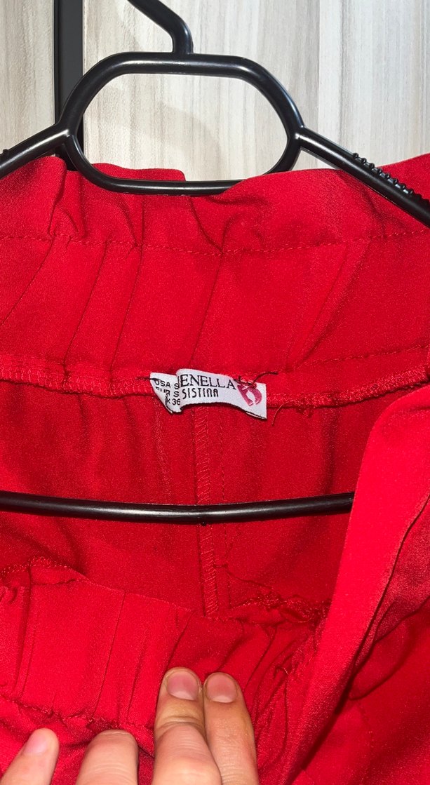 Kırmızı Midi Kadın Kumaş Pantolon - Görsel 4