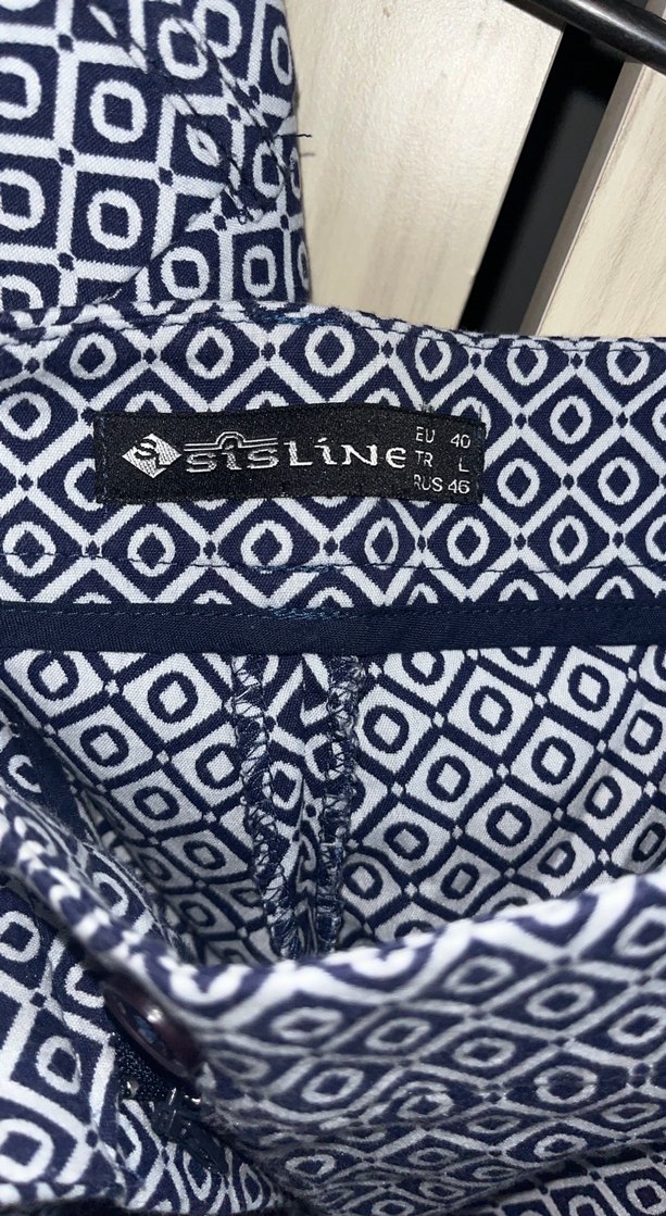 Lacivert Desenli kumaş pantolon - Görsel 2