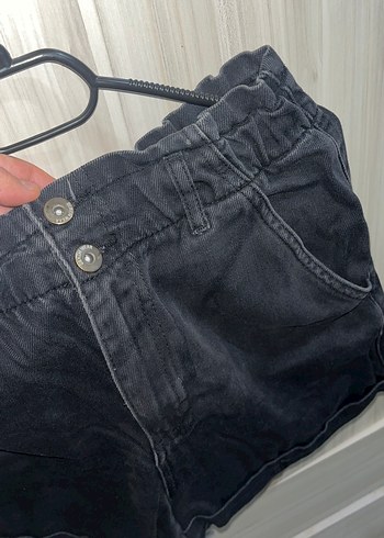 Kadın Siyah Bol Kesim Mini Denim Şort - Görsel 2