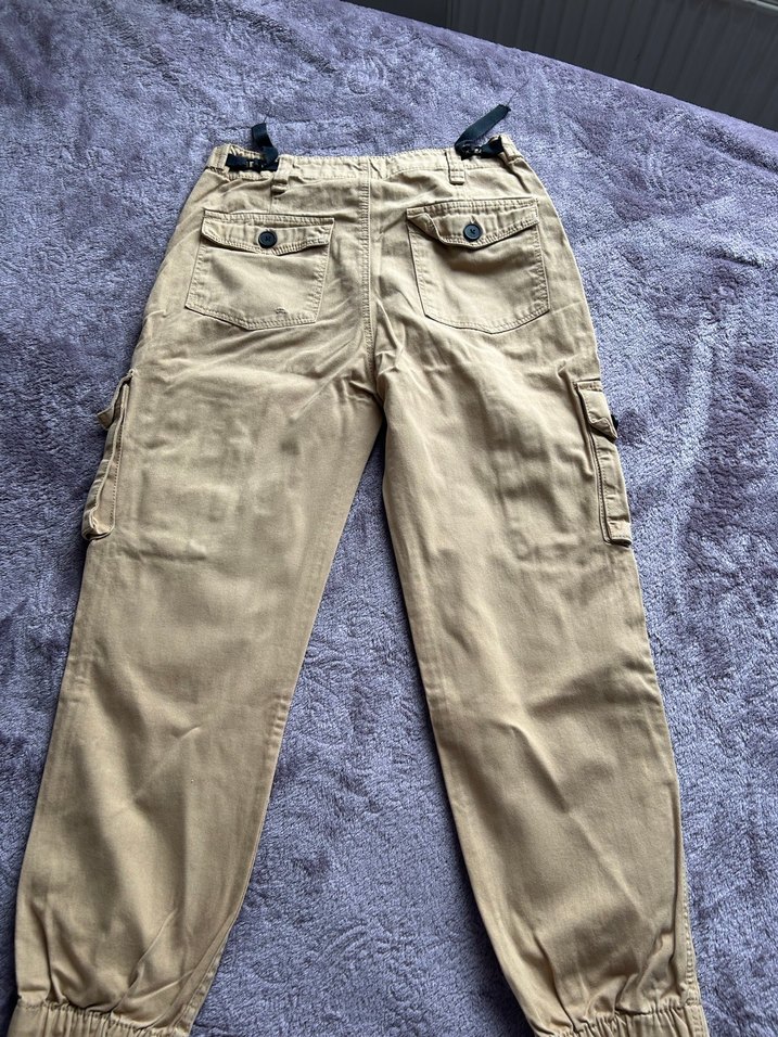 Bej Düğmeli Rahat Kesim Erkek Çocuk Pantolon - Görsel 3