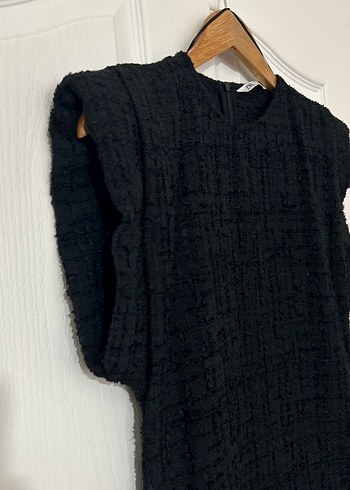 Siyah Kolsuz Örgü Midi Elbise - Görsel 3