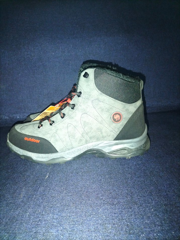 Gri Erkek Outdoor Botu Velcro Detaylı - Görsel 2