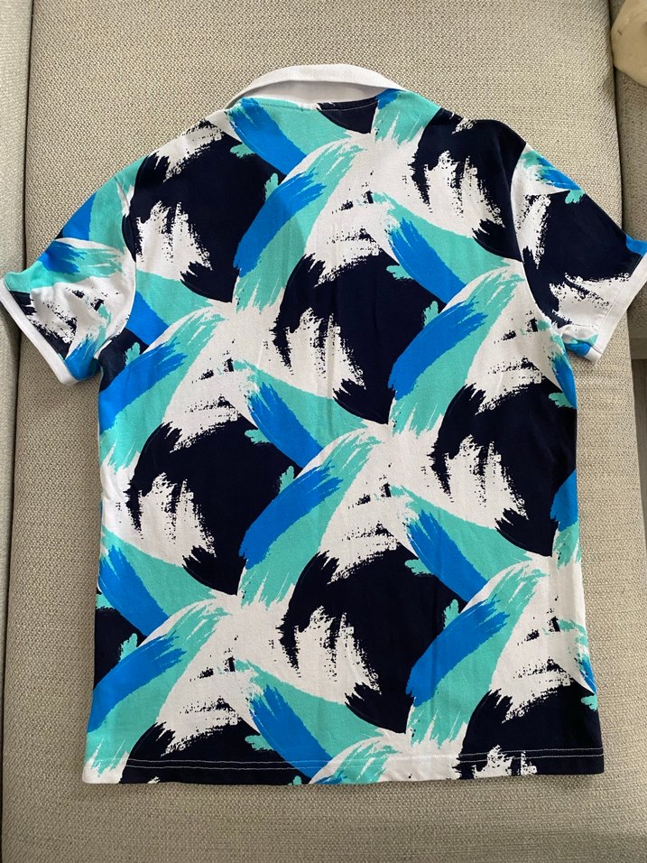 Mavi Baskılı Erkek Polo Tişört - Görsel 2