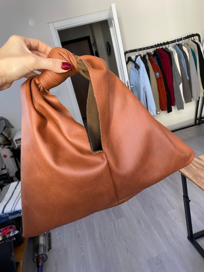 Kahverengi Deri Görünümlü Kadın Çanta - Görsel 2