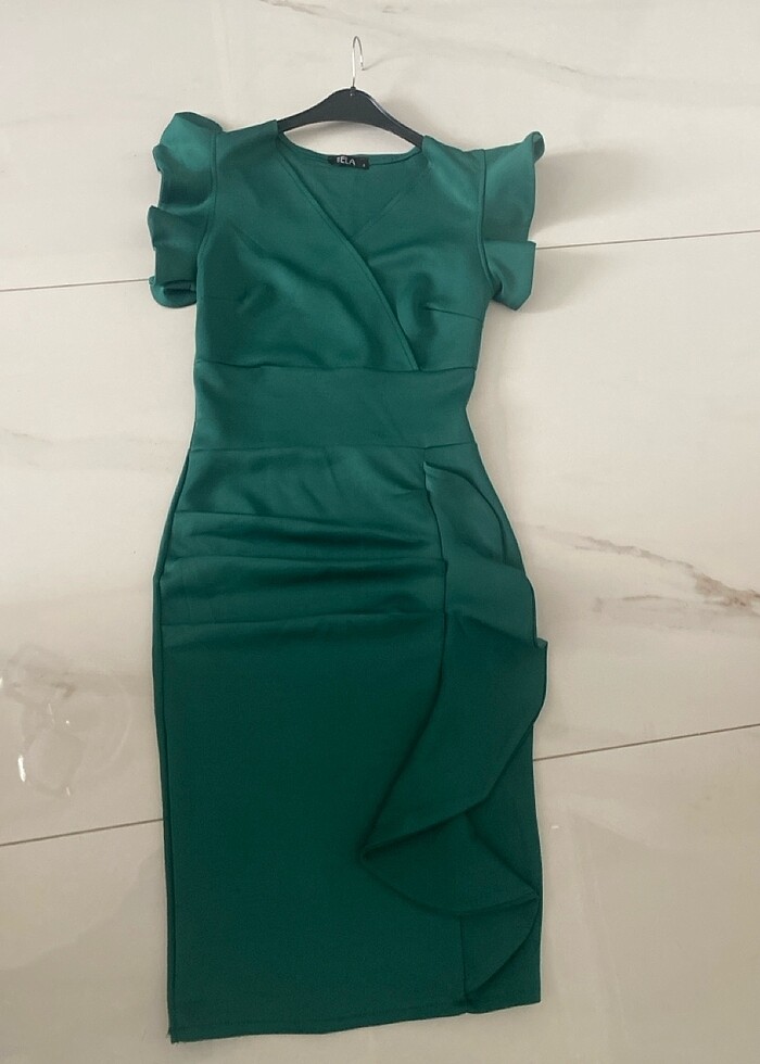 Yeşil kalem elbise - Görsel 5