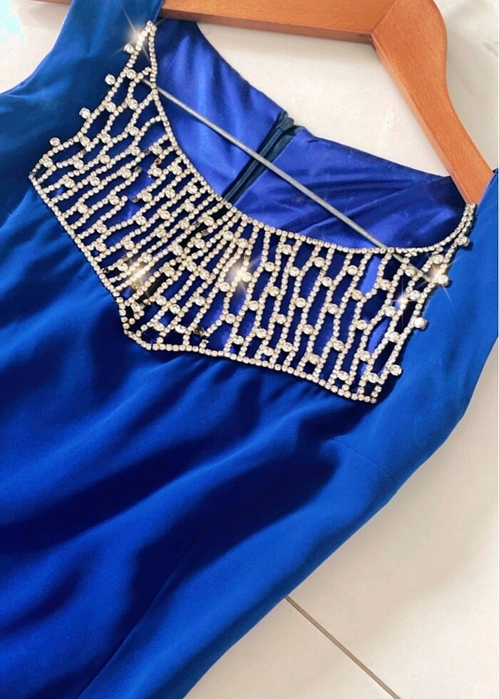 Saks mavisi balık abiye - Görsel 4