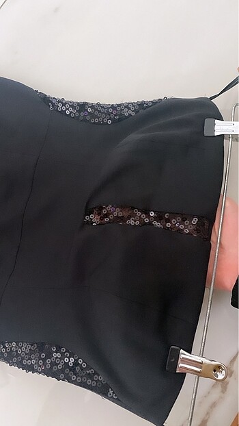 Siyah abiye straplez elbise - Görsel 10