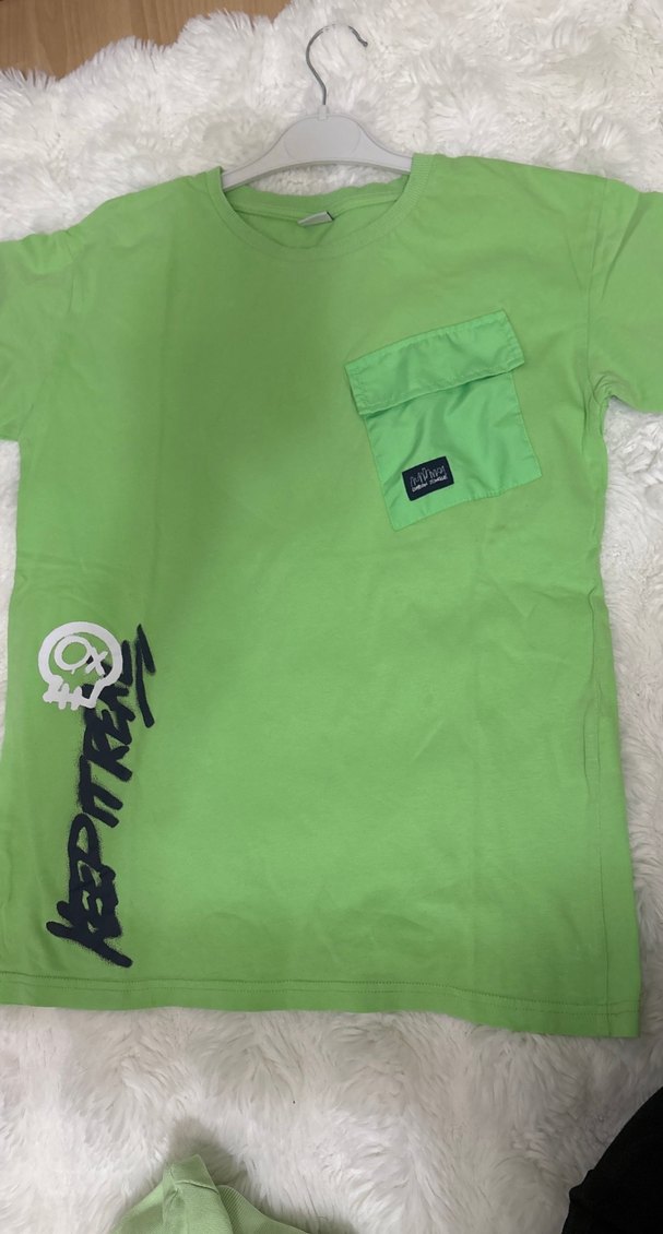 Yeşil Mini Erkek Tişört Düğmeli Cep - Görsel 2