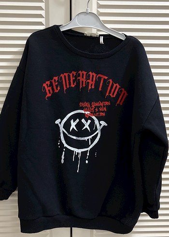 Erkek Siyah Baskılı Pamuk Sweatshirt - Görsel 5